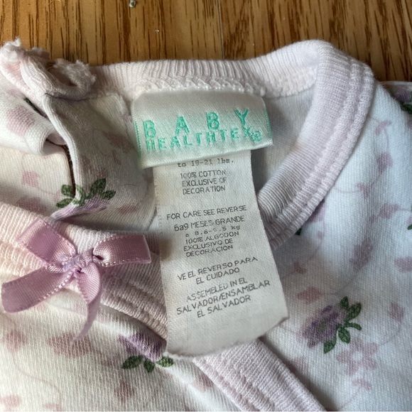 VTG BABY HEALTHTEX PURPLE FLORAL PRINT PAJAMAS SIZE 3/6 MONTHS 100% COTTON - Picture 4 of 4